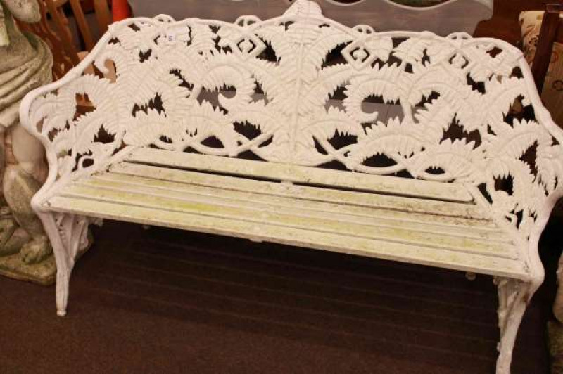 Coalbrookedale style naturalistic fern design garden bench