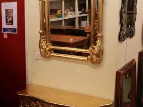 Gilt painted console table and mirror