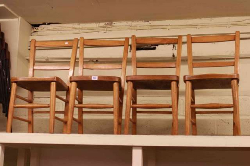 Set of four wooden child's school chairs