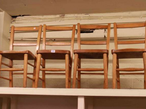 Set of four wooden child's school chairs
