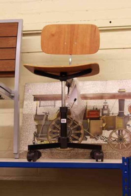 Danish Rabami Stole teak and chrome adjustable swivel office chair