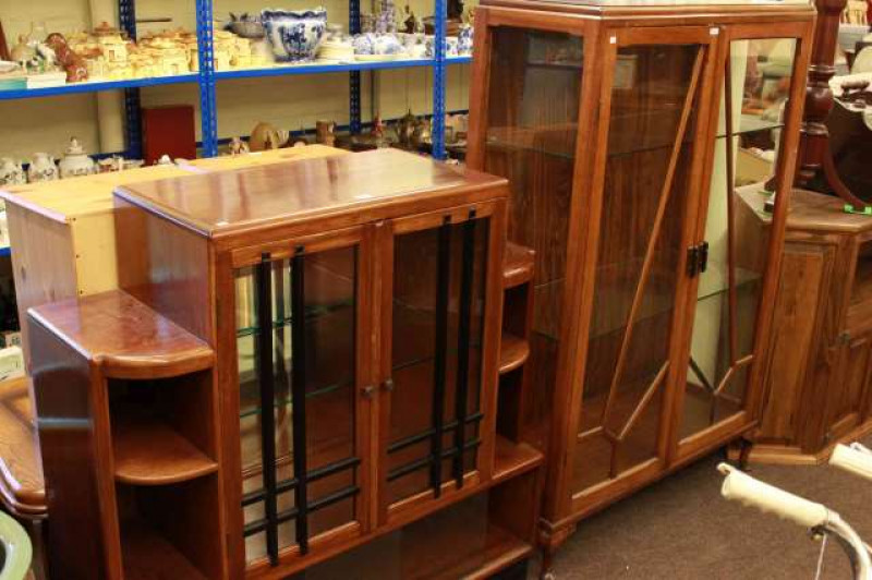Deco style china cabinet and mahogany two door china cabinet (2)