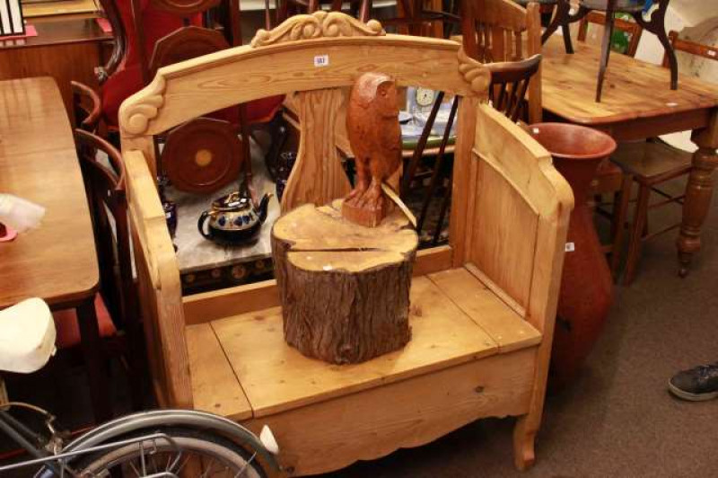 Pine box hall bench