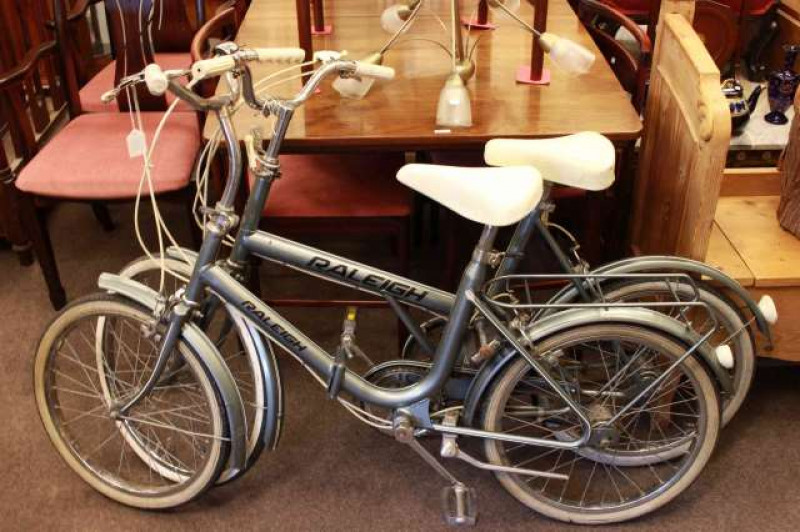 Two vintage Raleigh ladies cycles (one folding)