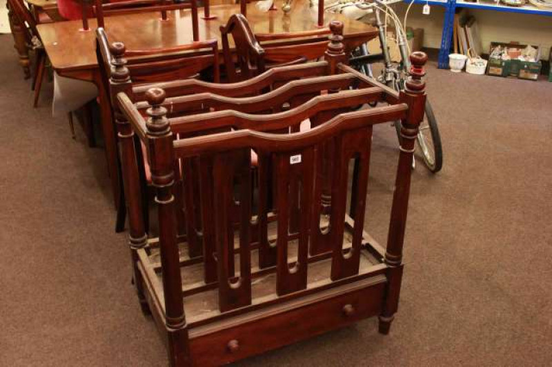 Large three division Canterbury and painted standard lamp (2)