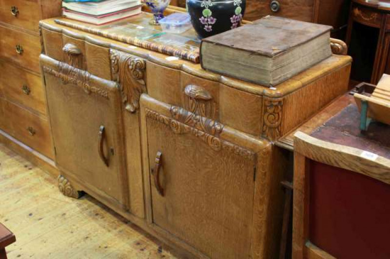 1930's medium oak two door sideboard