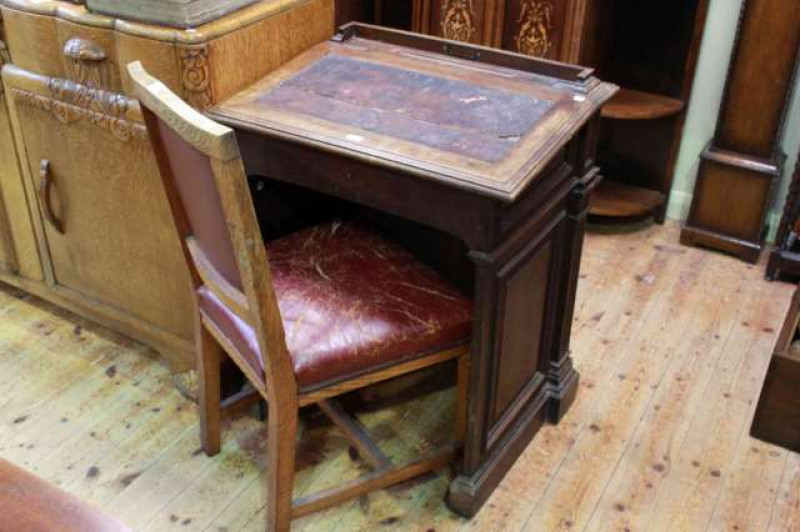 Darlington Borough Council side chair and clerks desk (2)