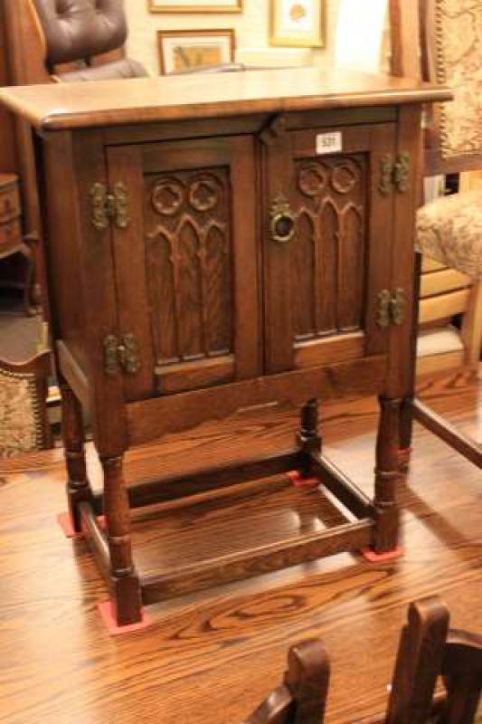 Oak double door pedestal cupboard