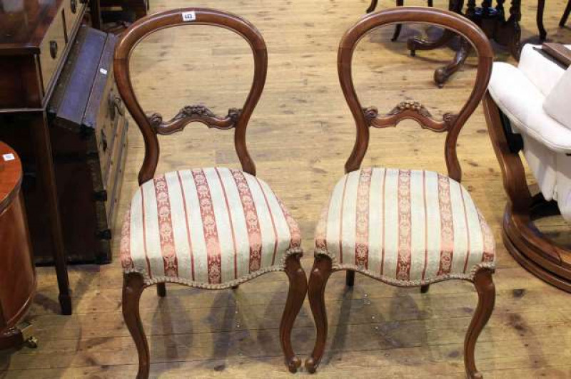 Pair Victorian mahogany cabriole leg parlour chairs