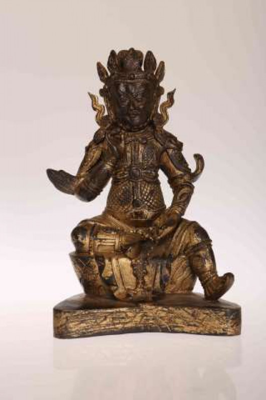 A CHINESE GILT BRONZE FIGURE OF A BUDDHA, probably 19th Century. 18cm