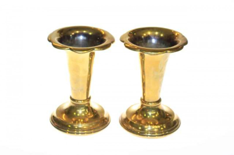 Pair of brass altar vases