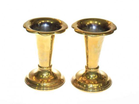 Pair of brass altar vases