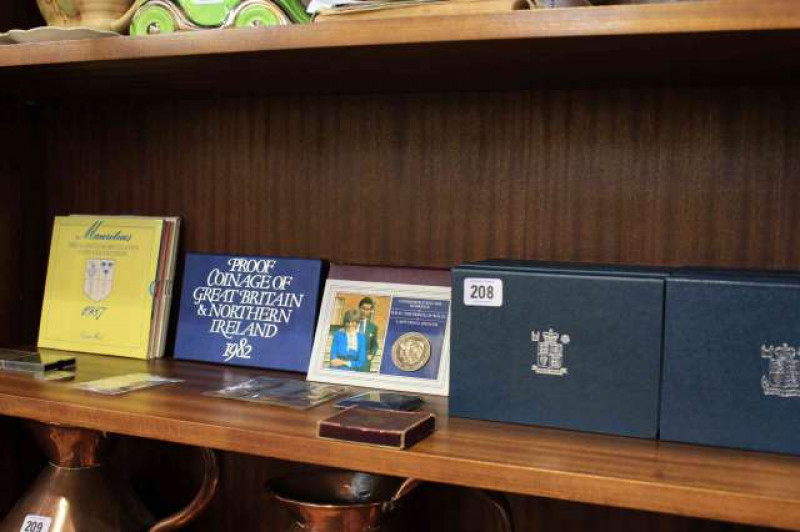 Collection of proof coin sets, commemorative coins, etc