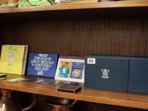 Collection of proof coin sets, commemorative coins, etc
