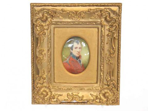 Military miniature on ivory in gilt frame