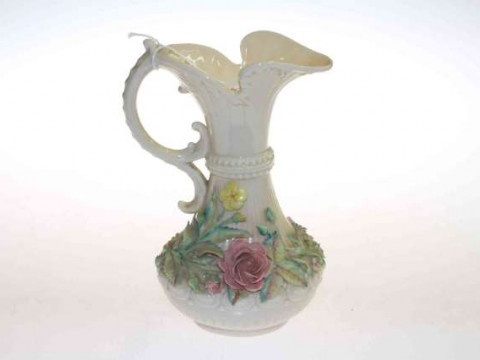 Belleek jug with applied flowers
