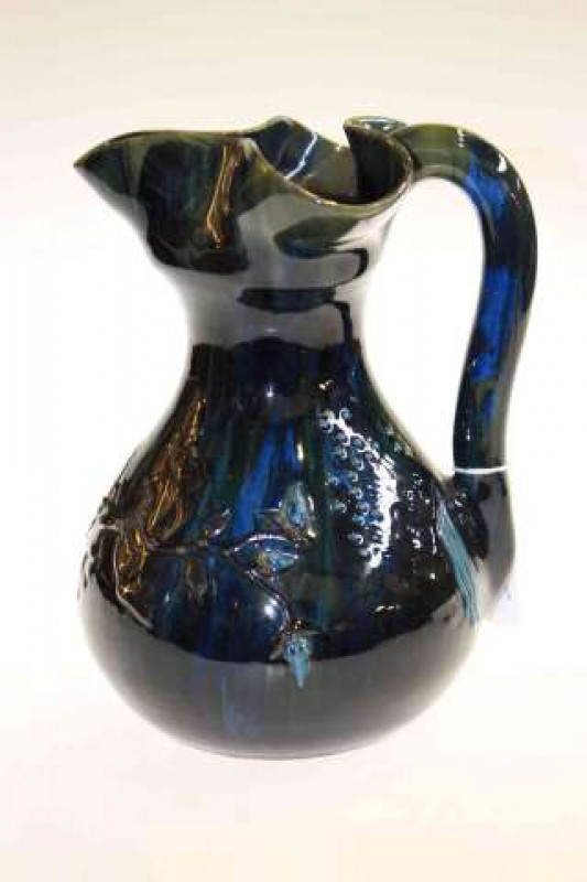 Elton pottery blue streak glazed jug