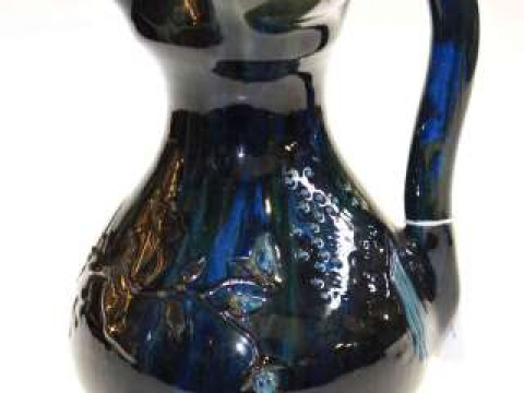 Elton pottery blue streak glazed jug
