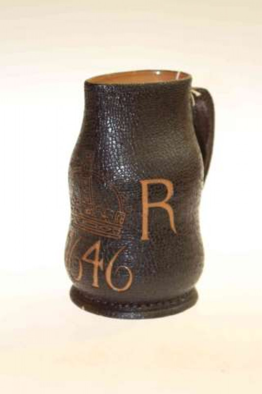 Doulton Lambeth stoneware jug to resemble 1646 leather jack, made for Phillips, Oxford Street, London