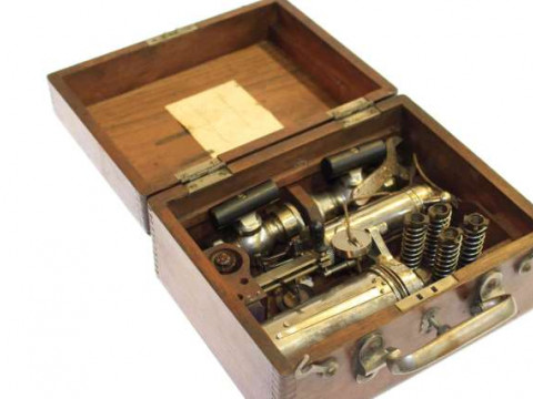 Boxed Ashcroft-Tabor steam engine indicator, circa 1893, Ashcroft, Bridgeport,...