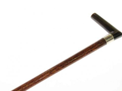 Victorian horn, silver and tigerwood walking cane