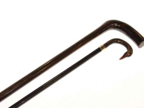 Swan headed walking cane and hardwood cane (2)