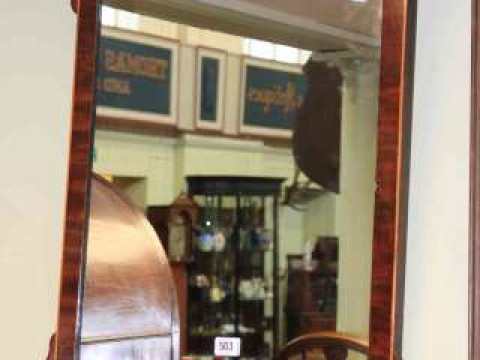 Georgian style string-inlaid mahogany fretwork mirror