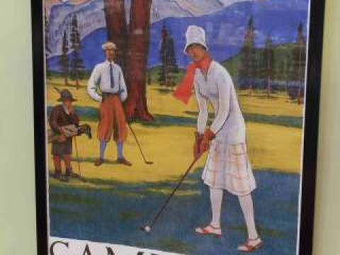 Golfing poster, Samedan, framed