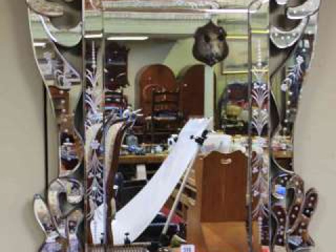 Venetian style cartouche-shaped mirror