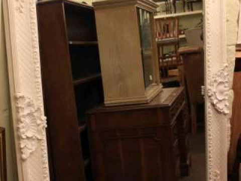 Large period style white mirror