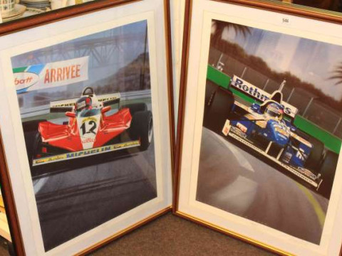 Two pencil signed F1 prints