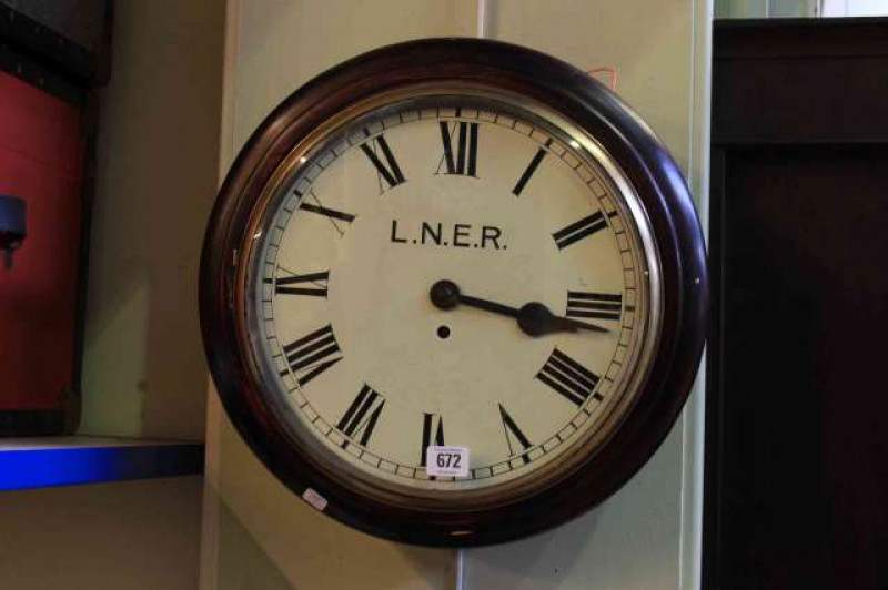 Fusee wall clock, the dial initialled L.N.E.R.