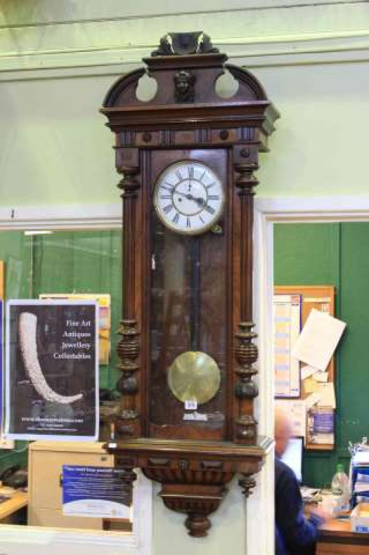 Victorian walnut cased double weight Vienna wall clock