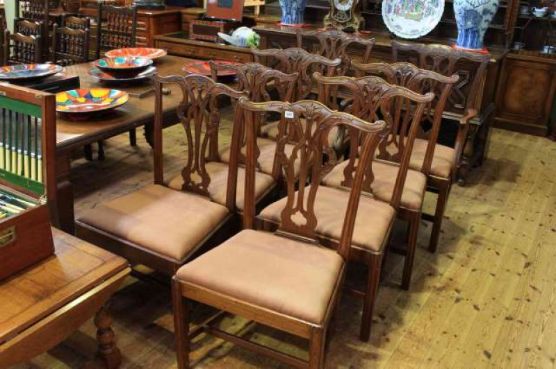 Matched set of eight George III style mahogany dining chairs (6x2)