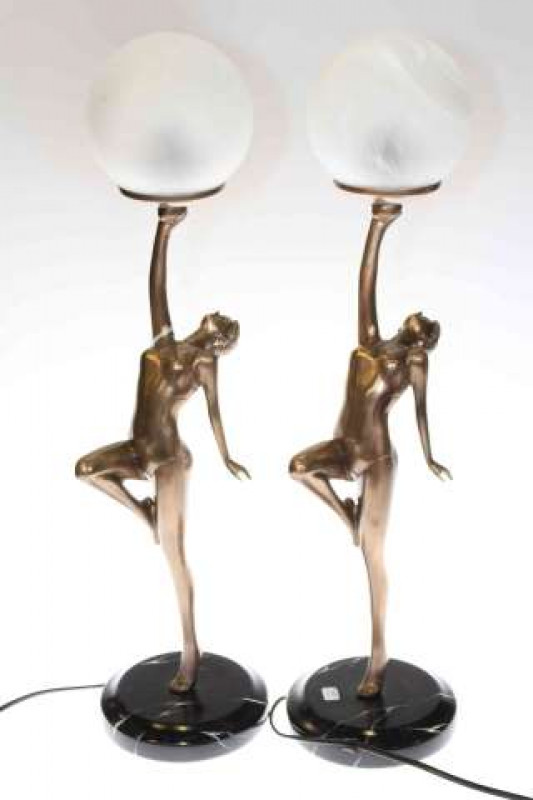 Pair of Art Deco style figural table lamps