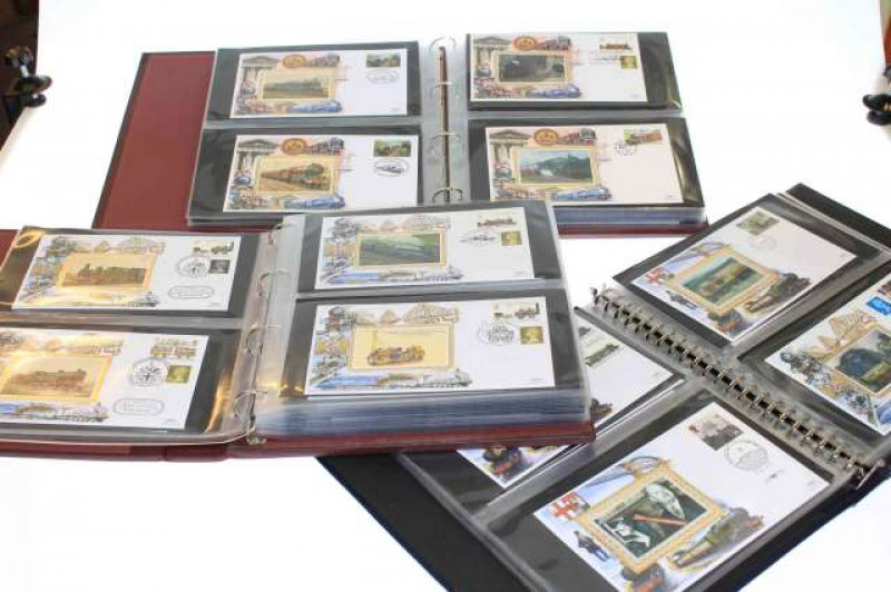 Two hundred and thirty Benham Rail Series covers in three Benham albums