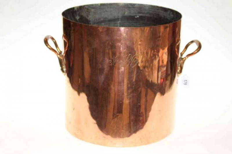 Highly polished two handled log bucket