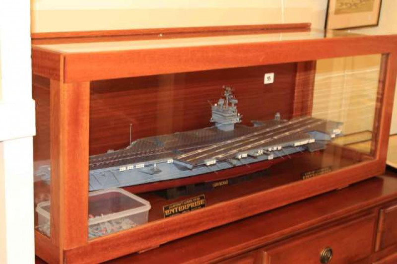 1:350 scale model of US aircraft carrier 'Enterprise' in glazed case