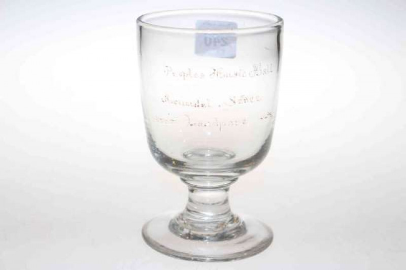 19th Century rummer glass, with inscription 'Peoples Music Hall, Arundel Street, Landport'