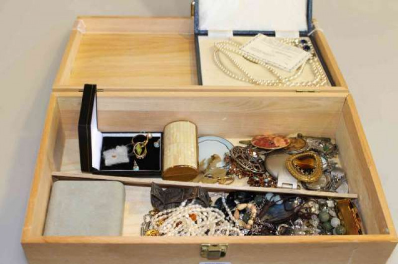 Box of jewellery and costume jewellery