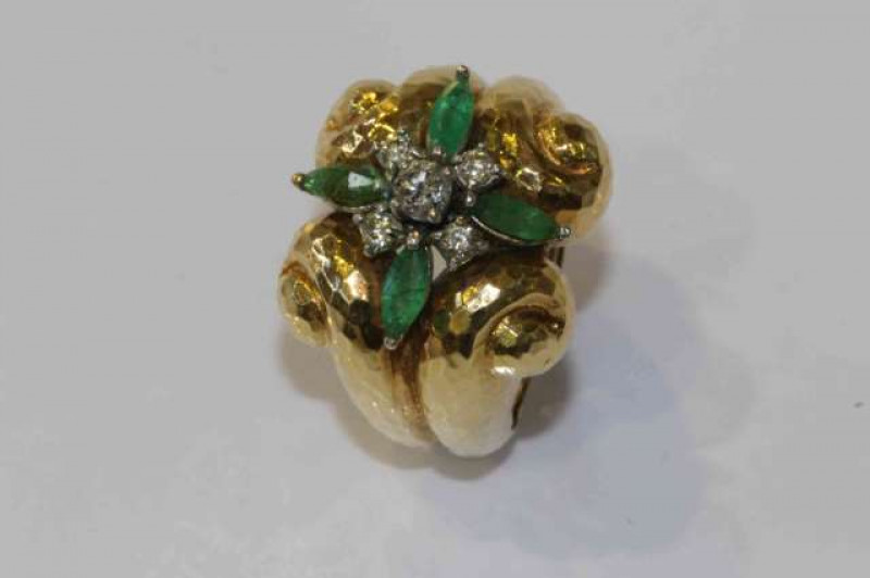 Large emerald and diamond ring