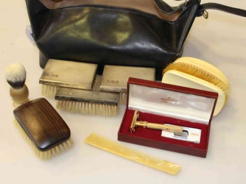 Silver backed brushes, early 20th Century ivory backed brushes, etc