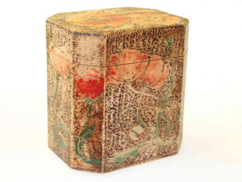 Victorian pokerwork caddy