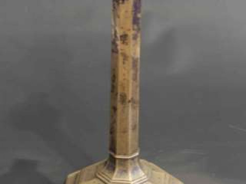 Large George V silver lamp base, Sheffield 1922, with presentation inscription