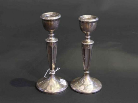 Pair of small silver candlesticks