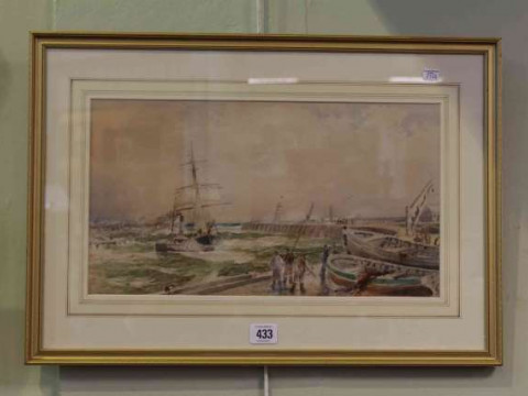 Attributed to Robert Ernest Roe (fl. 1868-1875), Harbour Scene, inscribed...