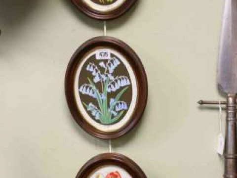 A.M. Alderson, Studies of Flowers, a set of four watercolours, oval, framed