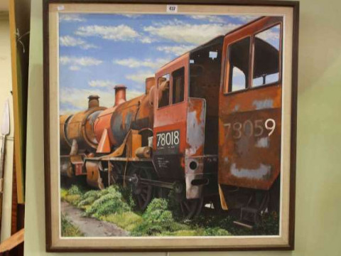 Peter Stockbridge, B.R. Class 2 Passenger, signed with a monogram, oil...