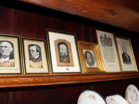 Two W.H. Grant woven silk portraits of Gladstone and The Earl of Beaconsfield,...