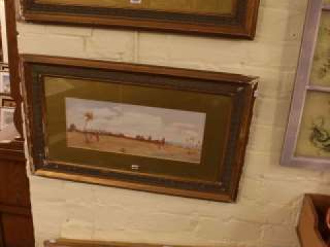 Pair of Orientalist watercolours and two further pictures (4)